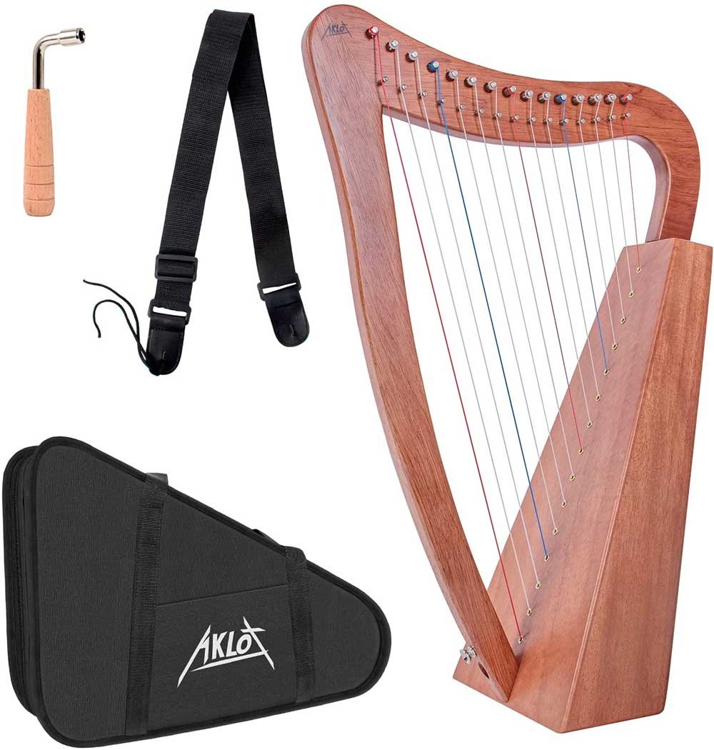 AKLOT Mahogany Harp 15 Strings